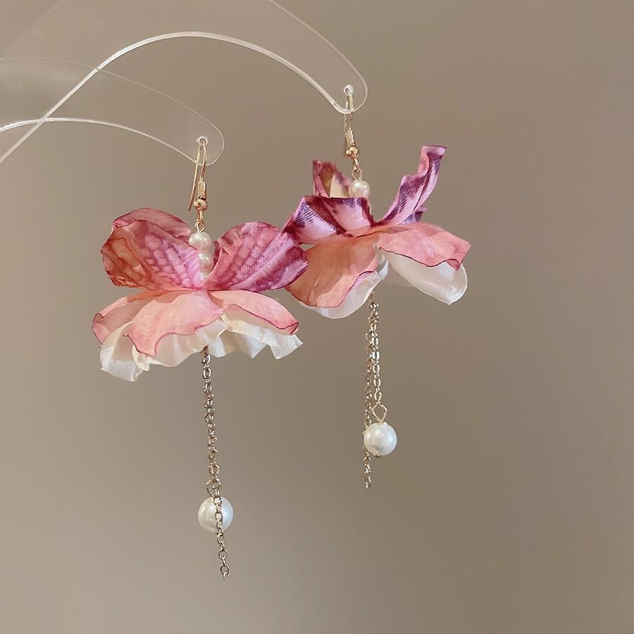 Steel Needle Flower Star Pendant Earrings Sweet Niche Temperament Earrings Exquisite Versatile Fashion High-end Earrings