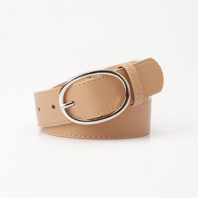 New Fashion Versatile Oval Pin Buckle Women's Belt Simple Style High-end Wide Belt Women's Decorative Jeans Belt