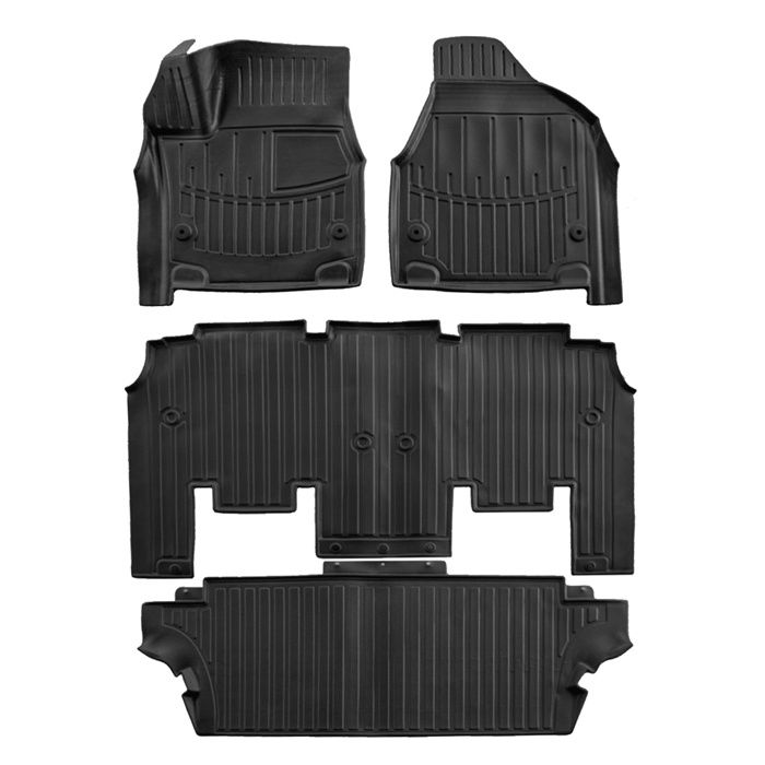 Tapis de sol - SCOUTT - 3D Caoutchouc Premium - Compatible Chrysler Pacifica 2016-2023 - Sur mesure - Noir