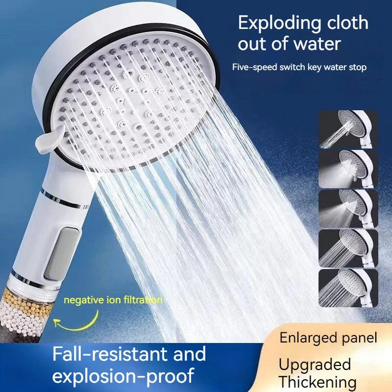Calcium Sulfite Filter Shower Head - 5-Speed High-Pressure Multi-Function Purifier (Top Mount for Bathroom)