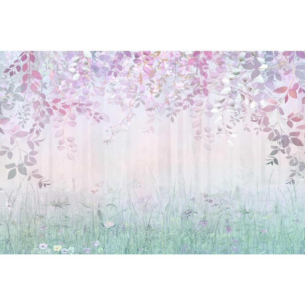 Soft Watercolor Wall Mural Leaves Floral Wallpaper for Bedroom Living Room Decor