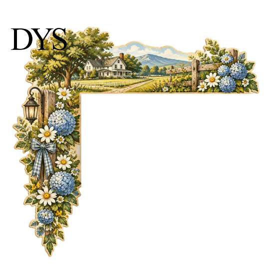 Country Style Wall Art Scenic Countryside Door Frame Corner Decor, Farmhouse Topper Sign, Wooden Scenery Interior Decor Sculpture, Rustic Floral Scene