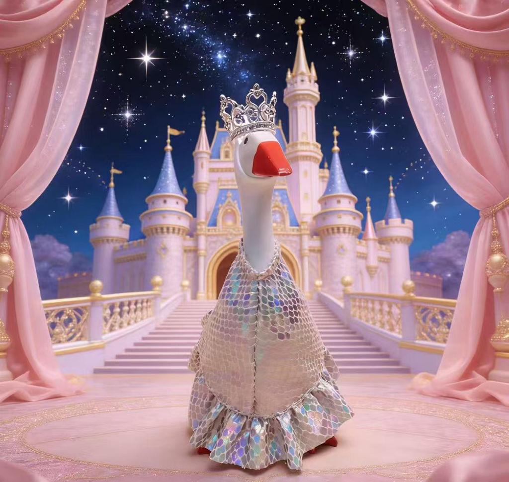 Valentine's Pearl Desktop Goose Set with Mini Knitted Hat & Adjustable Wings Clothing