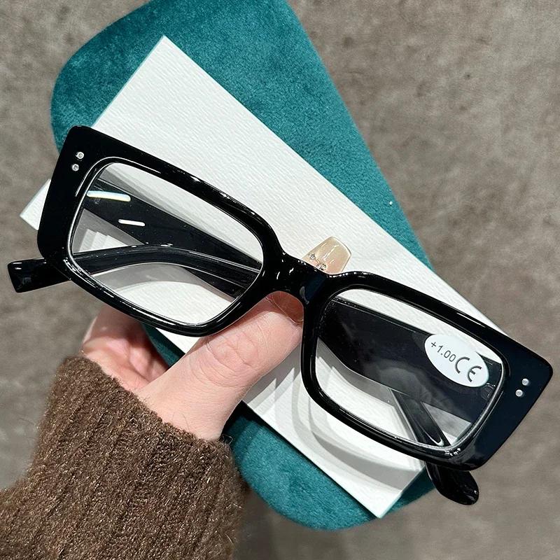 Retro Square Reading Glasses with Transparent Lenses and Ultra Lightweight Eye Protection Blue Light Blocking Eye Protection