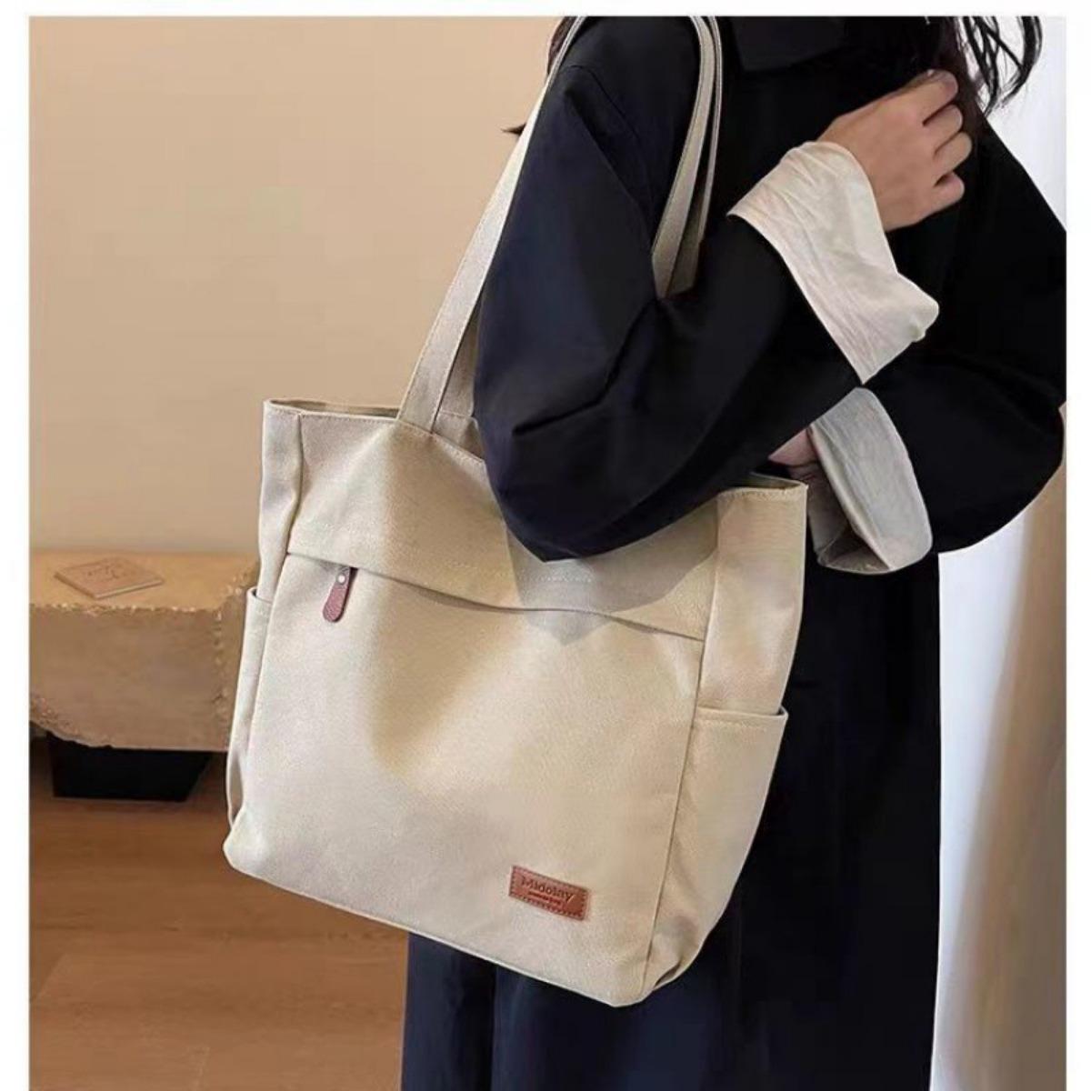 

Холщовая сумка, Японский стиль, Большая вместимость, Новый стиль, Универсальная для студентов на занятиях, Повседневная и простая, На одно плечо, Сумка-тоут для поездок на занятия