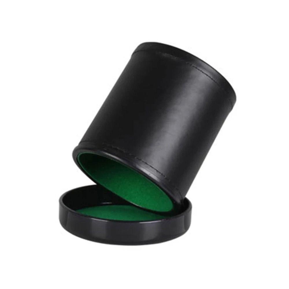 Durable with Lid Dice Cup Leather Black Board Games Green Red Lining Party Dice Cup