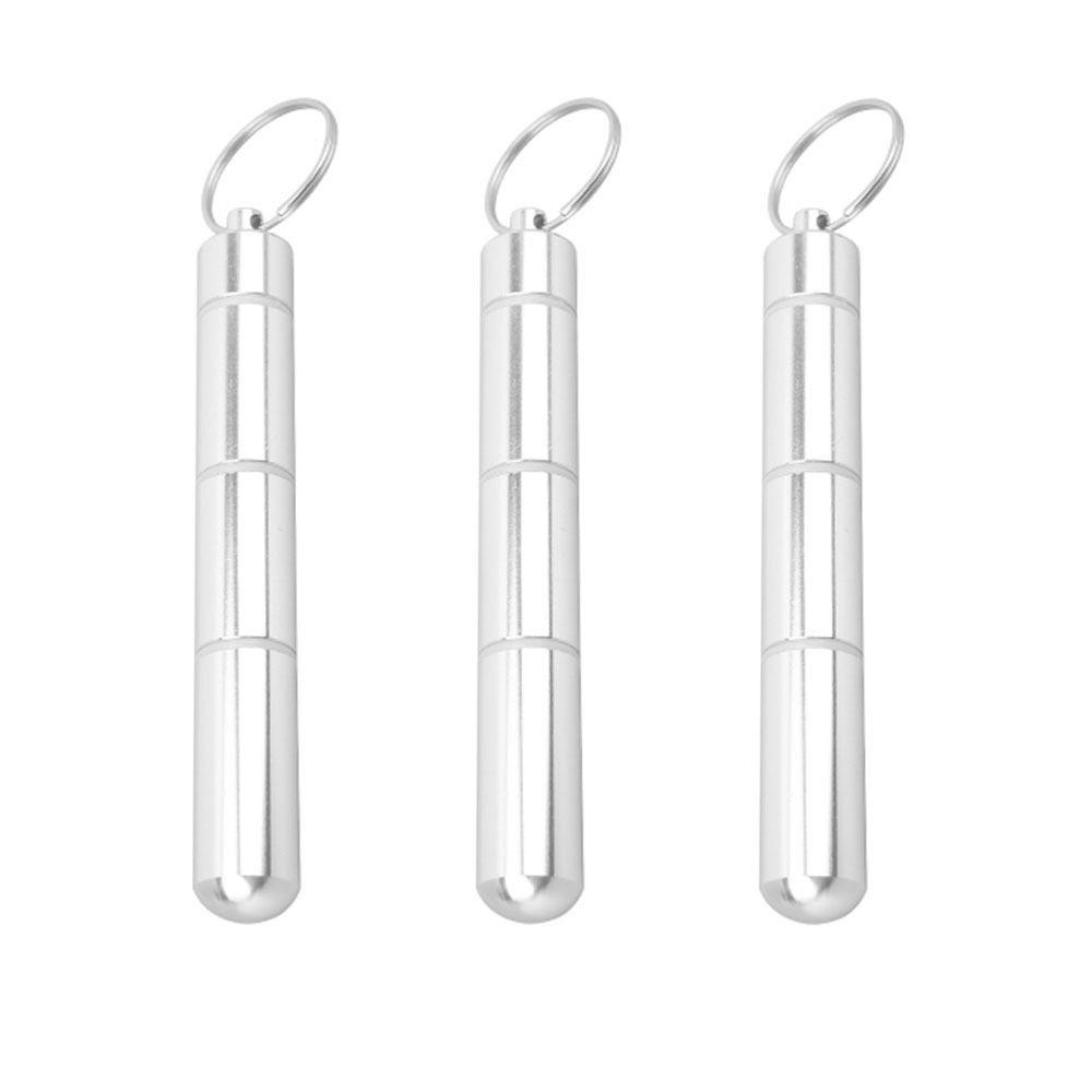 3 Pcs Waterproof Pill Case Aluminum Alloy Pill Container Durable Pill Bottle Hiking серебряный