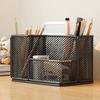 Carbon Steel Mesh Desk Organizer Metal Mesh Stationery Storage Rack Desktop Pen Holder  School Use