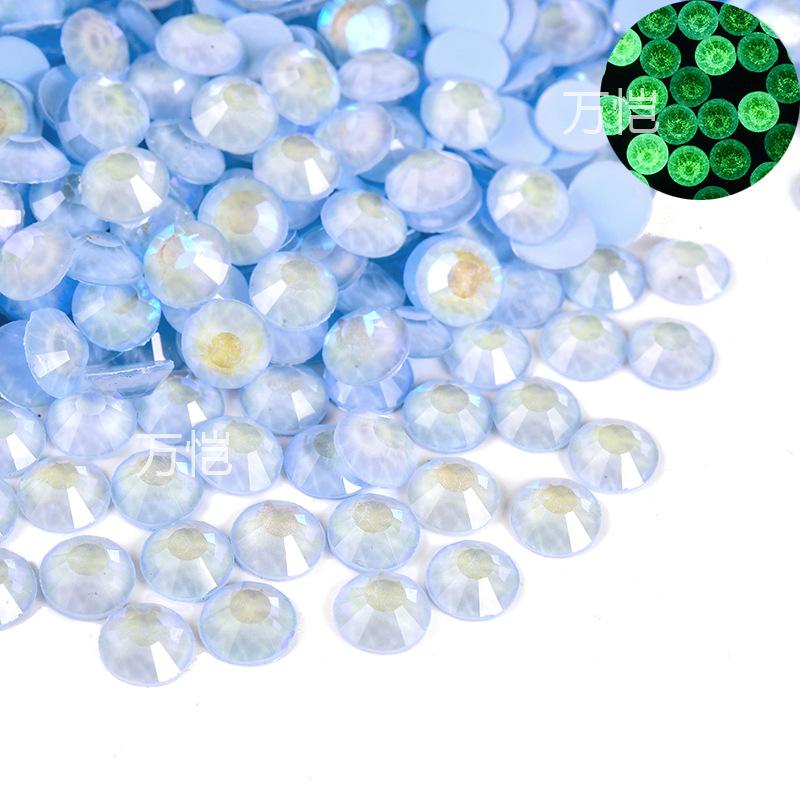 Nail Art Luminous Flat Bottom Diamond Glass Crystal Fluorescent Diamond Diy Rhinestone Nail Jewelry Accessories