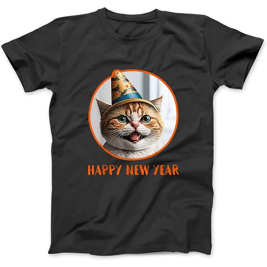Happy New Year 2023 Funny New Year s Eve Cat Party Hat NYE T-Shirt NHU Womens Mens Tanktop Sweatshirt Hoodie Black S