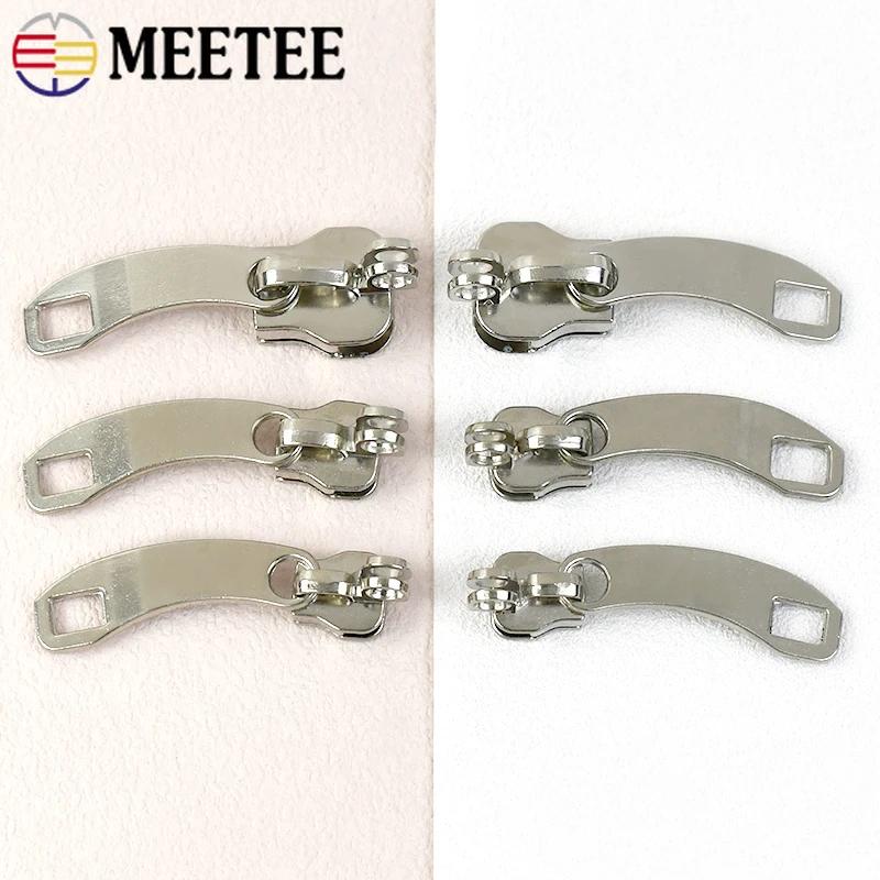 2/4/10Pairs Meetee 5# 8# 10# Nylon Zipper Slider with Lock Hole Suitcase Backpack Anti Theft Zip Head Puller Repair Accessory