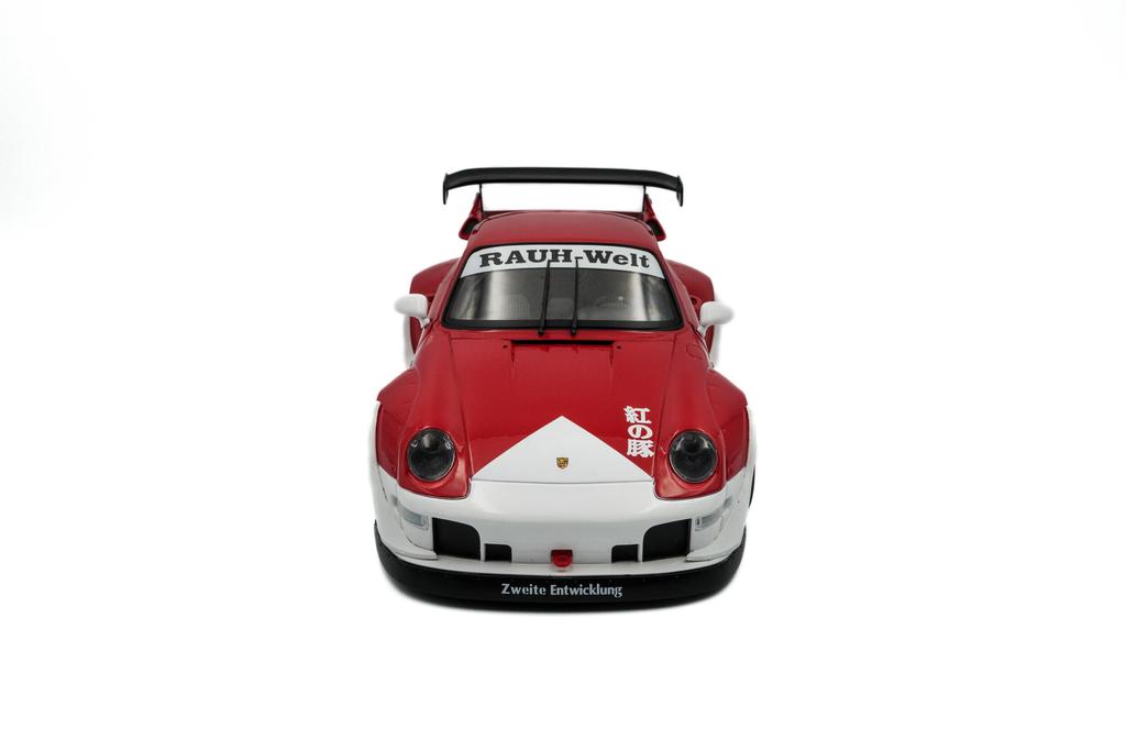 Solido Porsche Diecast Car 1/18 Scale 911 (993) RWB Rauh-Welt Porco Rosso 2020 (Red) [Parallel Import]