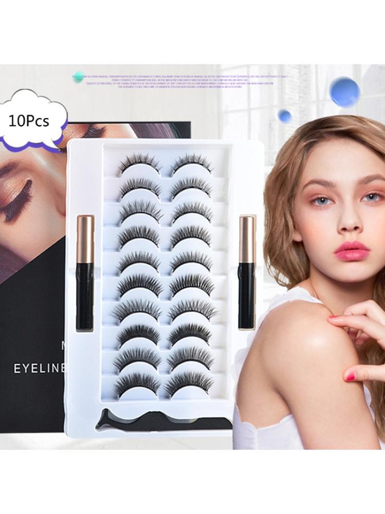 Magnetiske naturlige falske øyevipper Eyeliner Flytende pinsett Gjenbrukbare 3D-magneter Falske øyevipper Makeup Tool