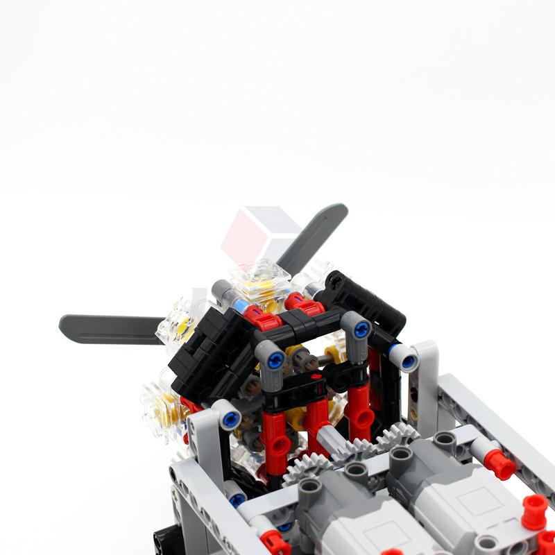 MOC High-tech 8 Cylinder Radial Engine with Small Rotor Blade Model Building Blocks Compatible with PF Set DIY Engine Bricks Toy