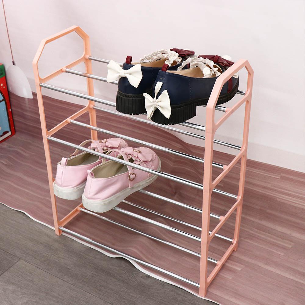 Trapezoid Assembly Shoe Rack Plastic Assembly Shoecase Simple 4 Tiers Shoe Cabinet  Dorm Room