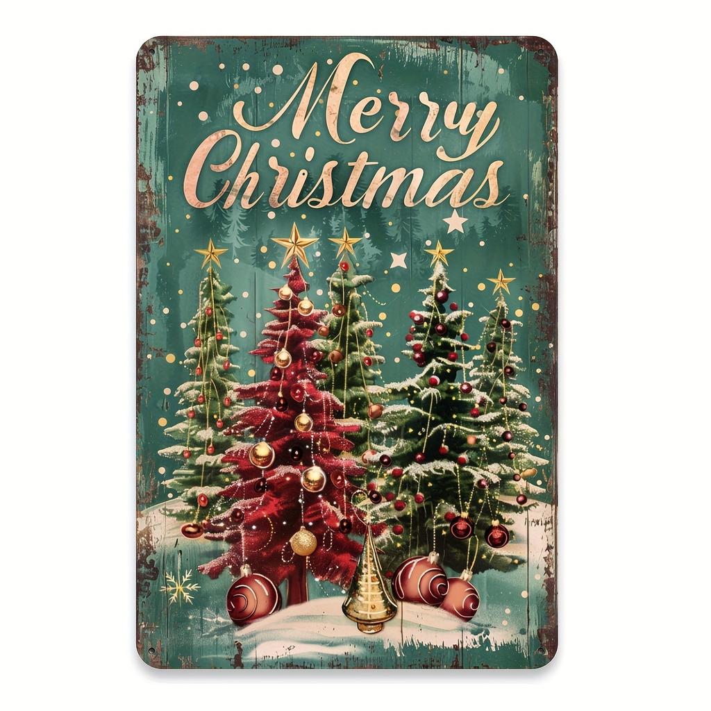 Pcs Iron Christmas Retro Tin Sign Wall Art Handmade Metal Decor for Home Bar Office Vintage Industrial Style