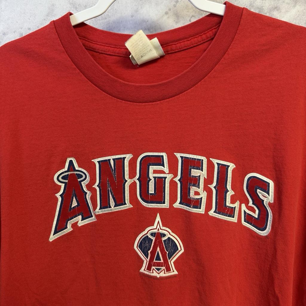 Vintage Anaheim Angels T Shirt Mens XL Red Los Angeles Lee Sport Y2K