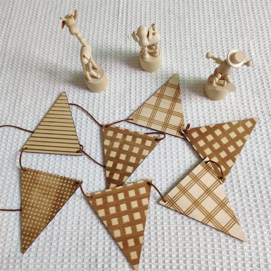 Proporczyk imprezowy Mocny, odporny na blaknięcie rekwizyt do zdjęć Wytrzymały, wielokrotnego użytku, tło, dekoracja ścienna Drewniana trójkątna flaga na przyjęcie urodzinowe do powieszenia w pomieszczeniach