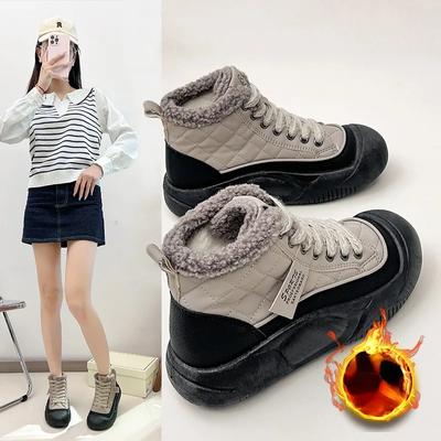 Warm Cotton Shoes 2024 Winter High-top Shoes Female Hick Bottom Snow Platform Winter Ankle Boot Waterproof Outdoor Shoes Sneaker