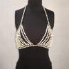 Female Pearl Waist Chain Bra Top for Party Nightclub Sexy Pearl Beaded Body Chain Bralette