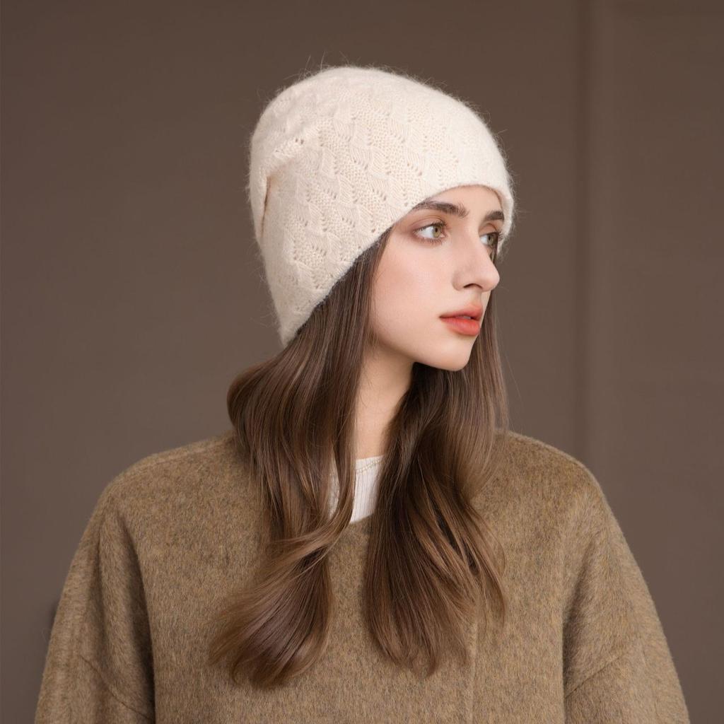 Autumn and Winter New Bald Hat Retro Wool Hat Warm Ear Protector Stack Hat Cold Hat Woman