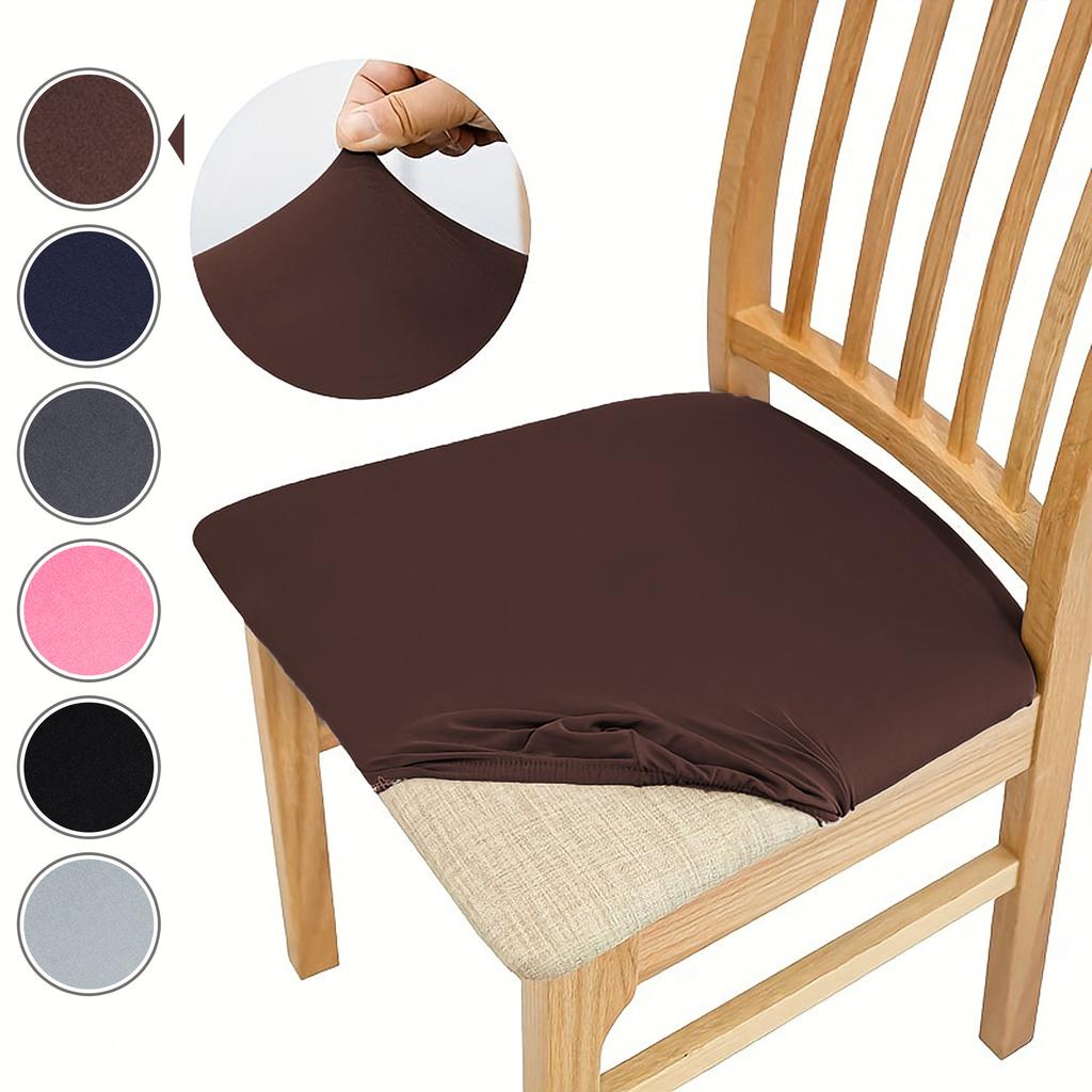 1/4/6pcs Solid Color Elastic Dustproof Simple Modern Chair Cushion Cover Four Season Universal Chair Cushion Protective Cover
