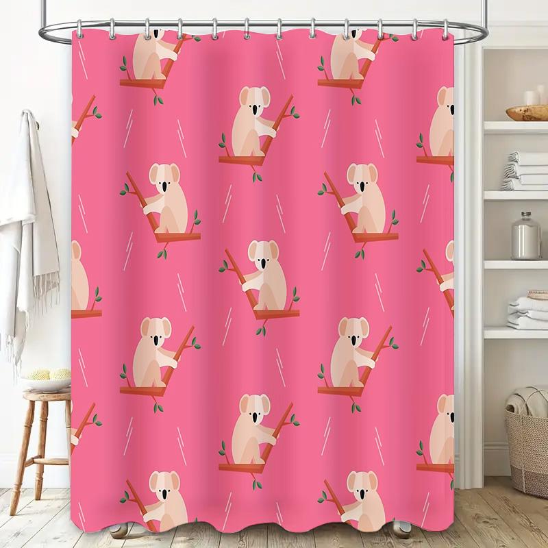 Cute Koala Shower Curtain Tropical Forest Animal Bathroom Decor Waterproof Fabric Washable Modern Vintage Home Decor