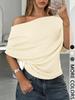 Summer Womens T Shirt With Modale Fabric Short Sleeve One Shoulder Casual Style For Daily Wear