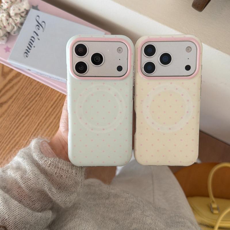 Polka Dot Magnetic Phone Case for Apple: Compatible with 15pro, 16pro, 14, 17promax