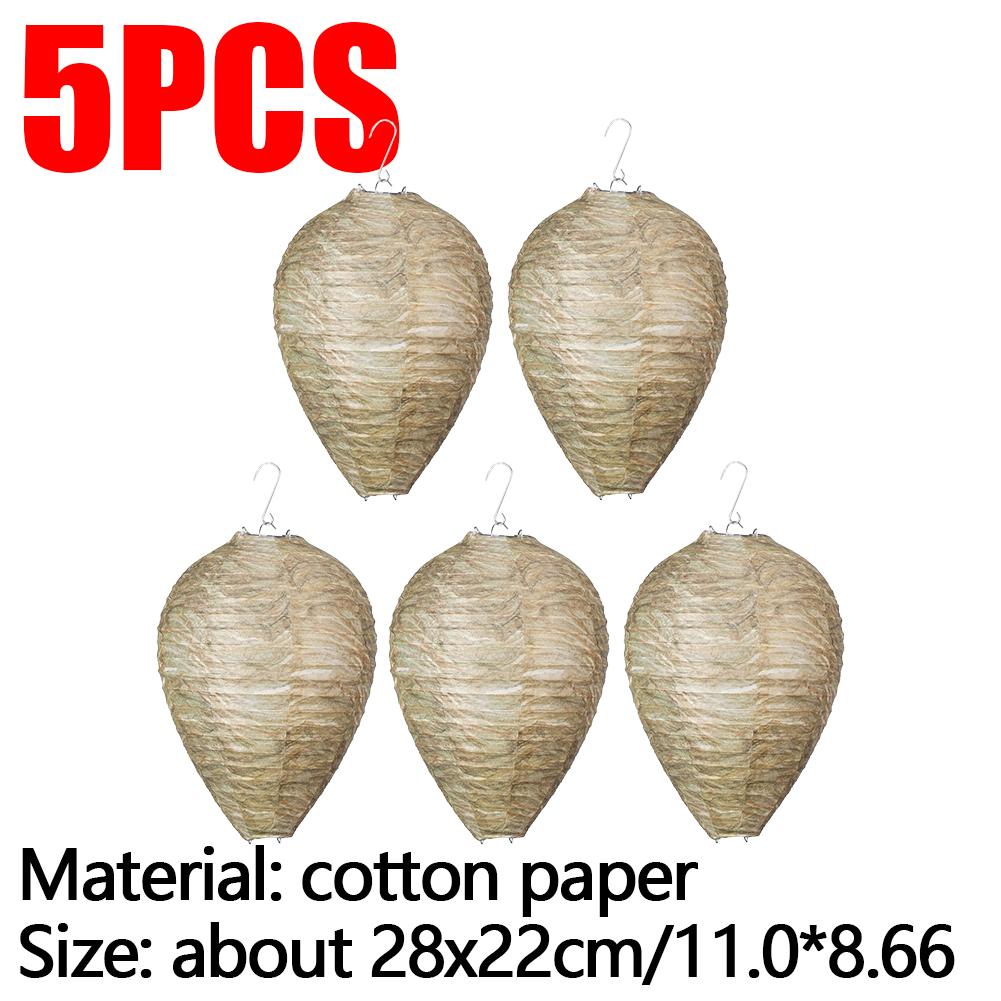 5-1 Stück Hängende Wespennest-Attrappe Außen Wasserdicht Falsches Wespennest Attrappe Nest Attrappe Hornissen Insekten Papier Vertreiben Bienenstock Laterne