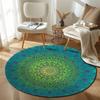 Playful Round Mandala Multicolor Floor Rug, Non-Slip Floor Mat for Nursery