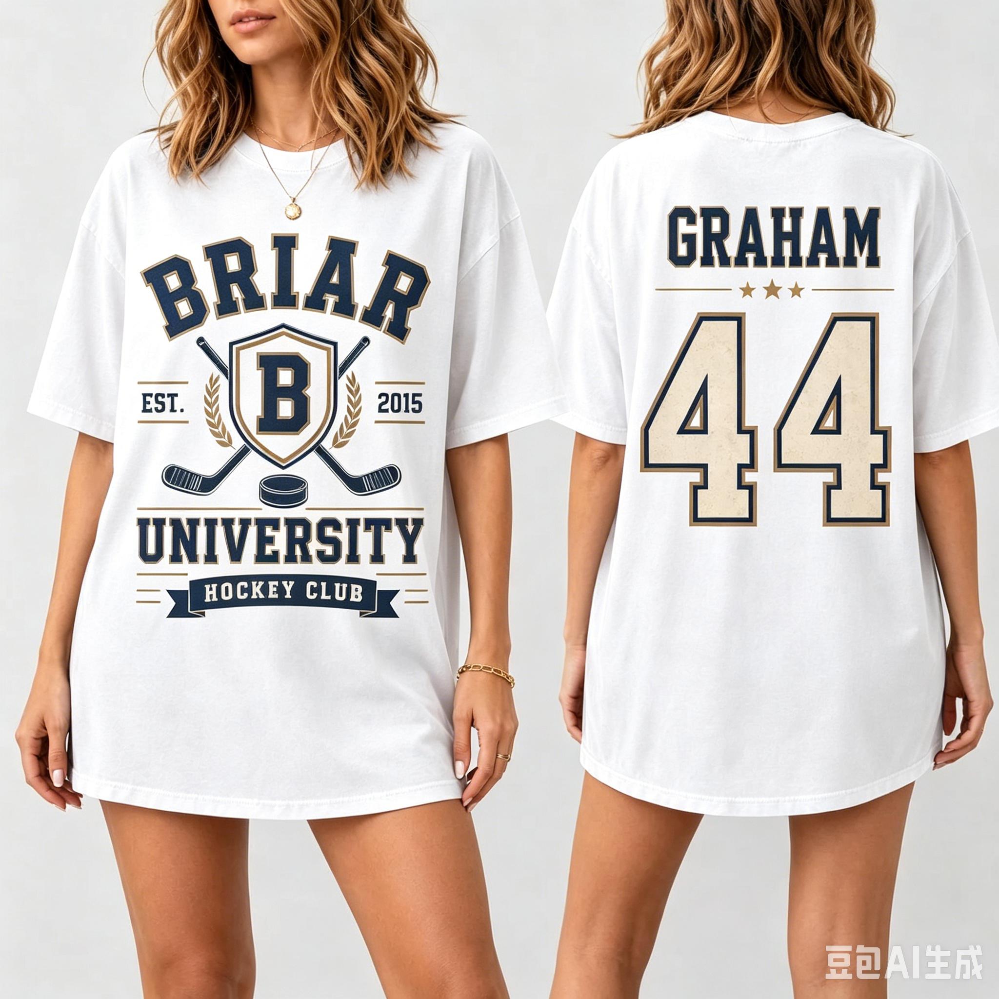 Fashion Pants NO.1 Buiten Campus Briar University Hockey Club Graham 44 T-shirts Mannen Vrouwen Katoen Y2K Kleding Korte Mouwen Top 2XL