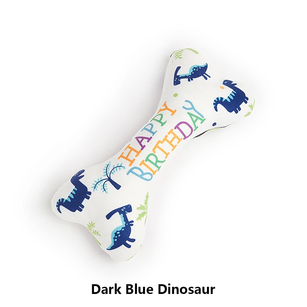 

1 шт. Игрушка для собаки, плюшевая игрушка для питомца со звуком, косточка, игрушка для кошки, динозавр, день рождения, товары для питомцев синий