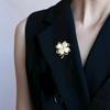 Cat's Eye Stone Leaf Brooch - Unique Four-Leaf Clover Brooch with Minimalist Design - Personalized Pin