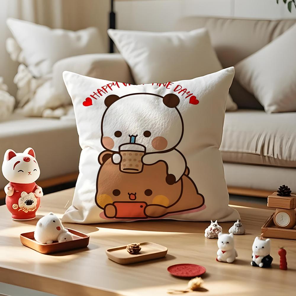 Bubu duda Mochi Peach Cat Cushion Cover Silky Short Plush with Invisible Zipper Dustproof Sofa Pillow Cover for Home Decor