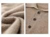 Men's Pure Wool Polo Collar Cardigan: Loose, Button-Up, Business Casual Cashmere Knit Sweater
