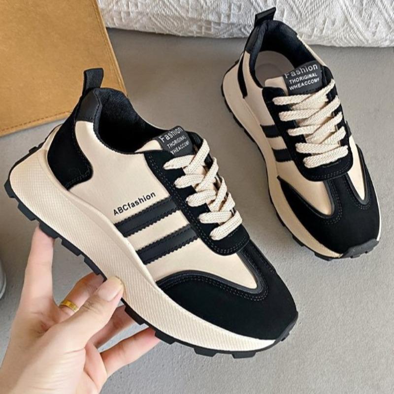 Taizhou Retro Rubber Sole Sneakers New Double Stripes Color Matching Women's Shoes College Style Platform Sneakers