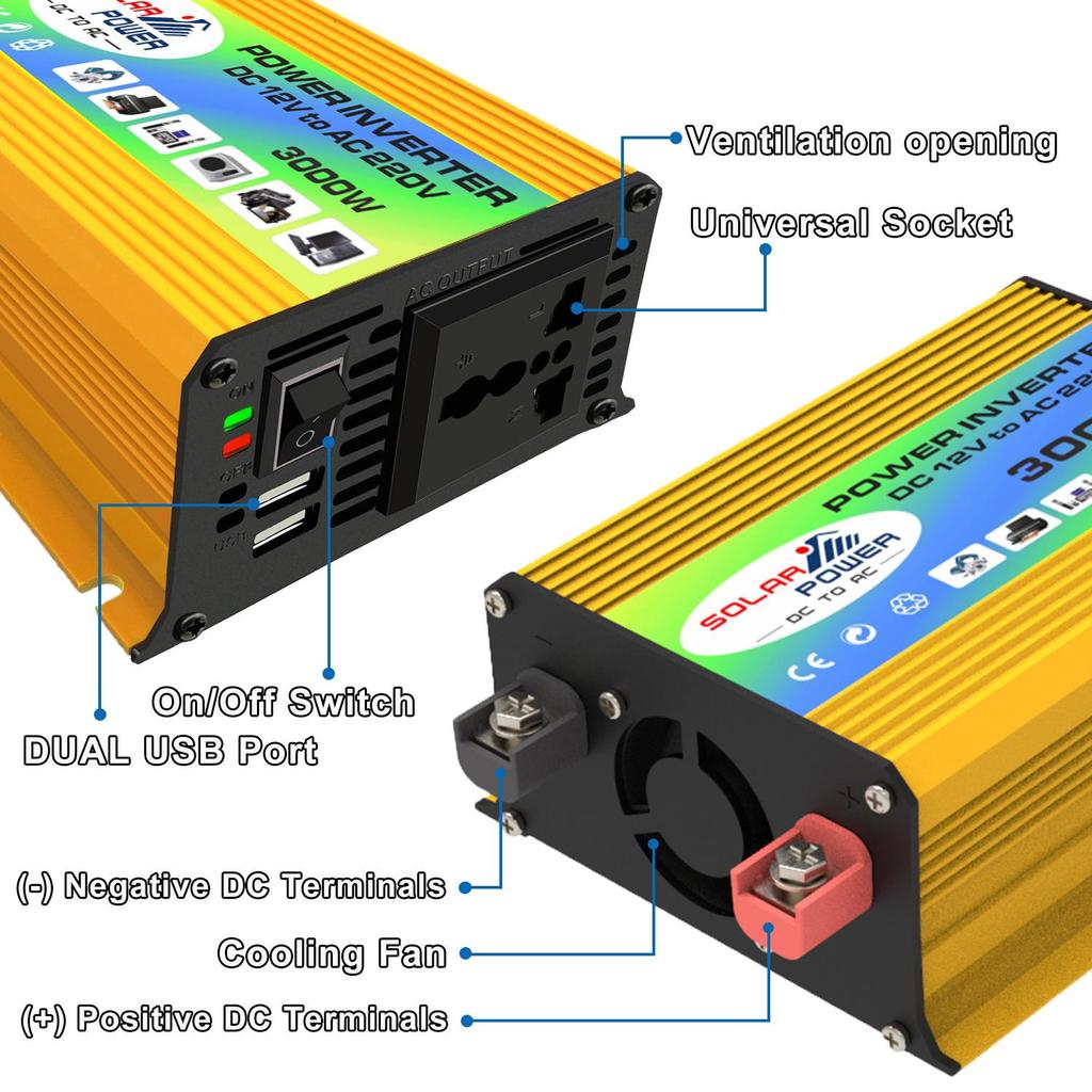 Vehicle Mounted Inverter 12V To 110V 220V Dual USB Power Input