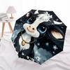 1 Stück Automatischer Faltregenschirm - Niedliches Kuhmuster, Tragbares & Faltbares Design mit 8 Speichen, Weihnachts-Geburtstagsgeschenke