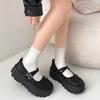 Fashion versatile black retro thick-soled shallow mouth small leather shoes single shoes women's summer 2025 new height-increasing Mary Jane shoes