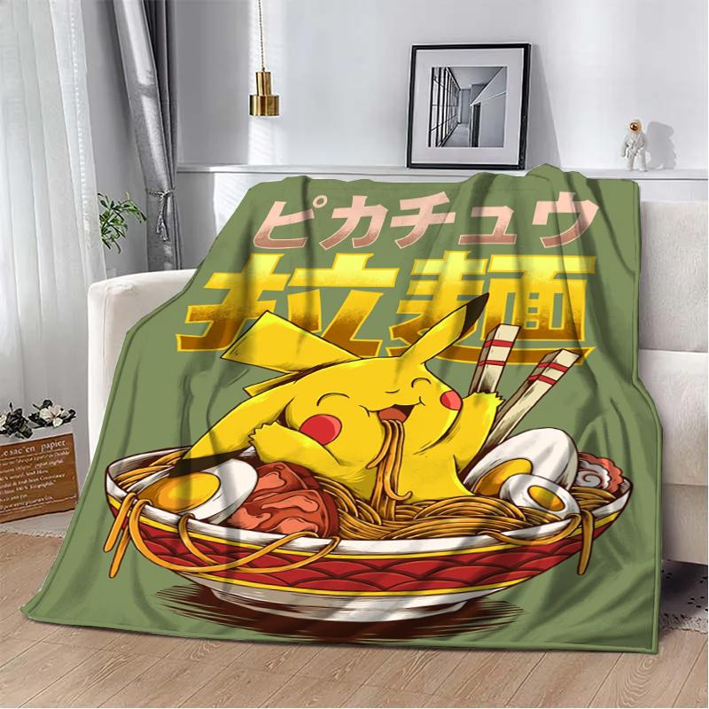 Cartoon Flannel Fluffy Fleece Anime Figures P-Pokemon Blanket Home Sofa Lunch Break Blankets Children Student Kids Cute Gifts