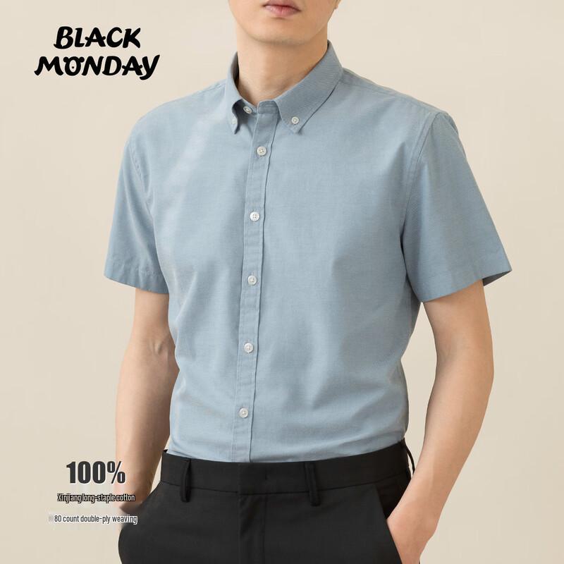 BLACKMONDAY Men s Wrinkle-Free Cotton Short-Sleeve Shirt 3XL