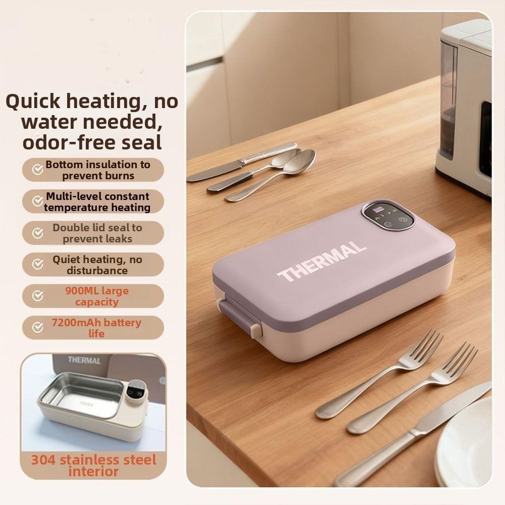 Rechargeable Food Warmer 900ml Capacity Electric Heated Lunch Box Hot Meal Container  Travel