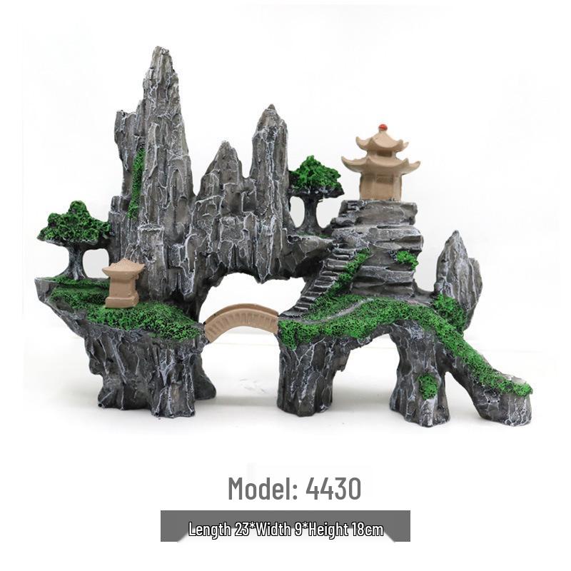 Бирюзовый набор аквариумных скал: Симуляция аквариумного пейзажа с полимерными украшениями и укрытием-пещерой.