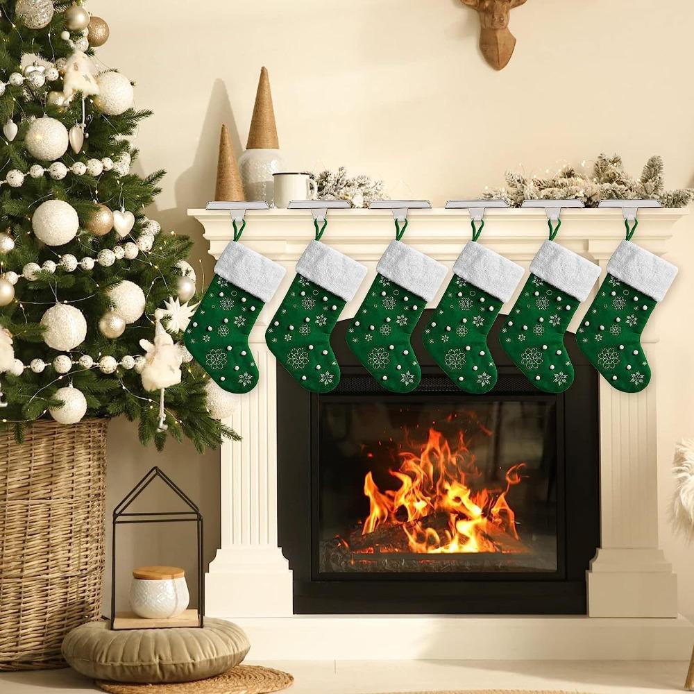 2pcs Large Size Christmas Stocking Hanger Non-Slip Fireplace Hook Christmas Stocking Holder  Table