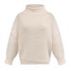 Womens Chunky Knit High Neck Pullover Sweater Loose Fit Cotton Acrylic Blend Winter