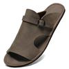 Men's Breathable Cowhide Beach Slippers - Soft Sole Roman Sandals, Size 47