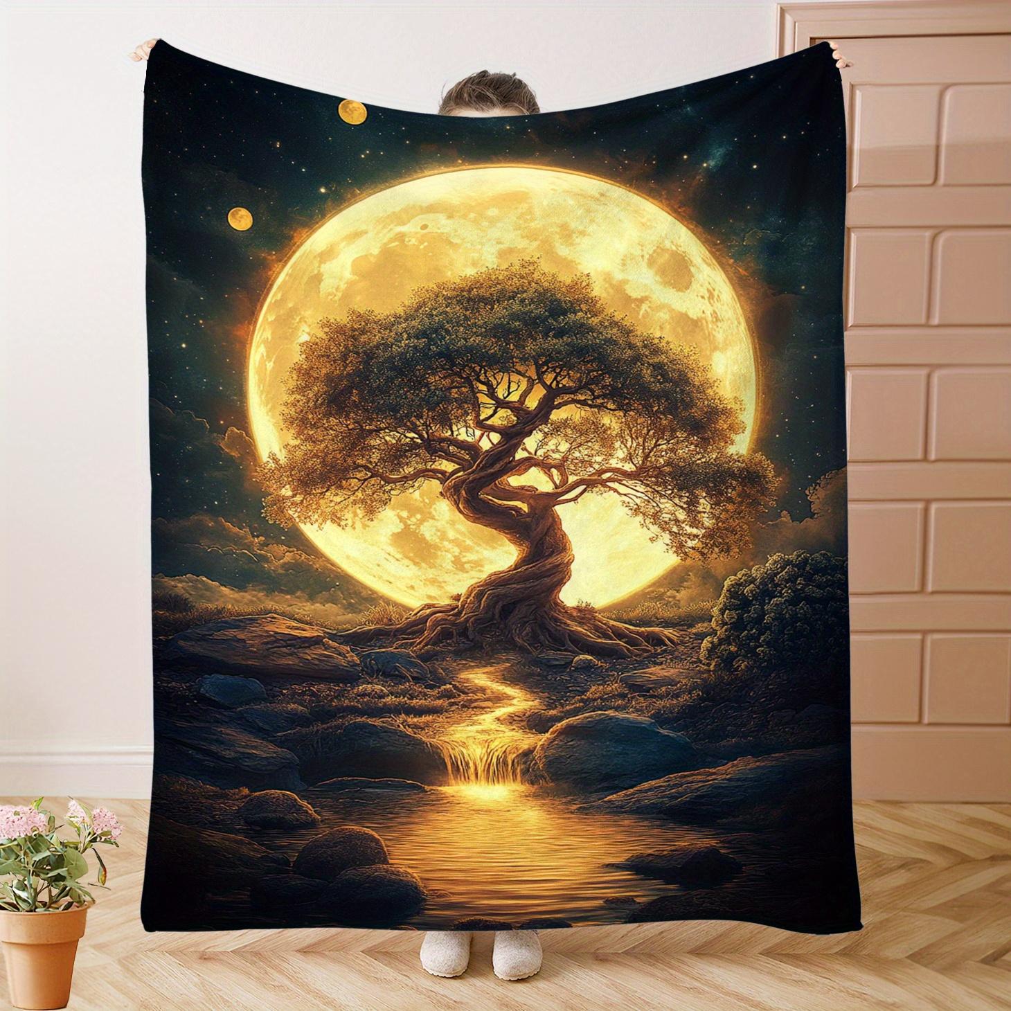 

Moonlit Tree Blanket - Soft Throw with Fantasy Landscape, Perfect for Home Decor, Unique Gift for Art Lovers 75x90cm