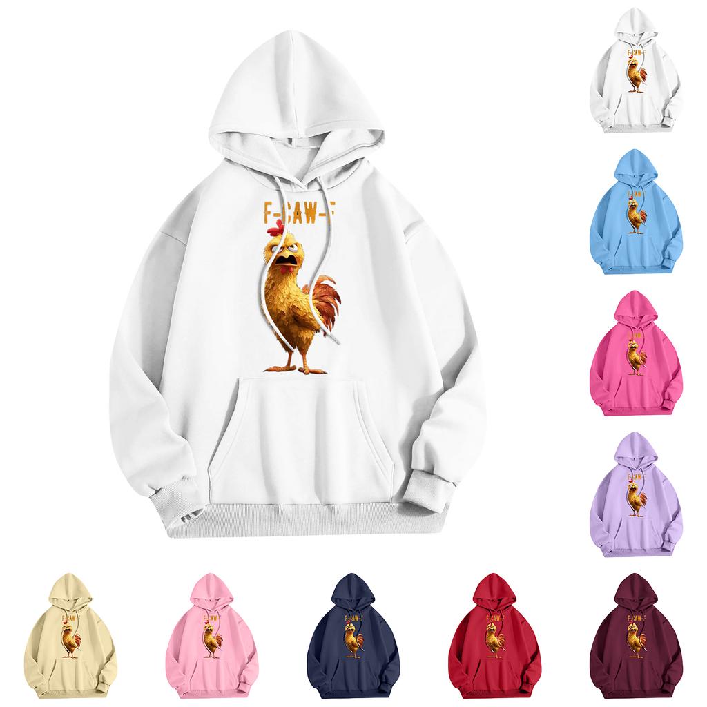 Dámský ležérní top s kulatým výstřihem a dlouhým rukávem s potiskem, mikina s kapucí