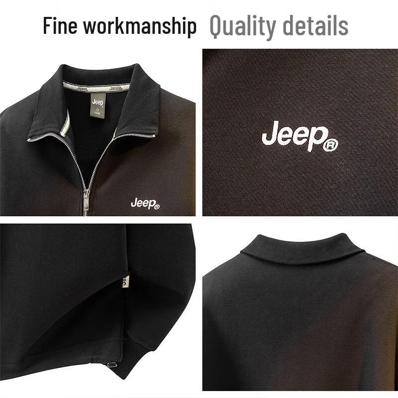 JEEP Men's American Retro Half-Zip Lapel Sweatshirt